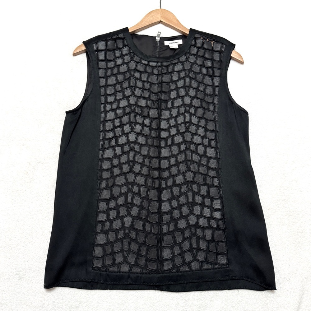 Helmut Lang Black Crochet Overlay Sleeveless Top - Picture 7 of 14